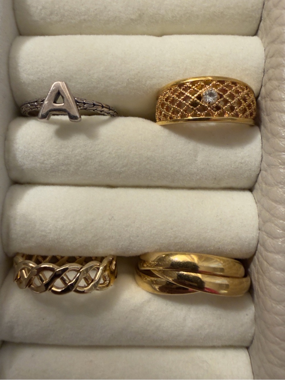 Bundle of 4 Gold Plated Size 6 Rings